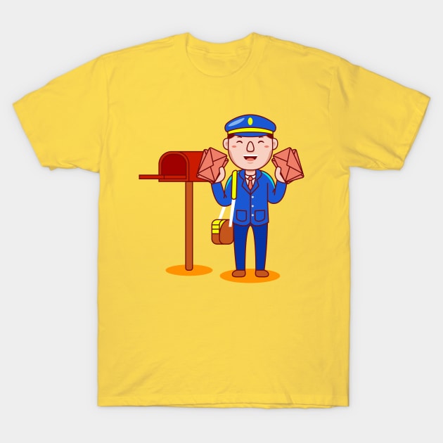 Cute Postman Cartoon T-Shirt by MEDZ